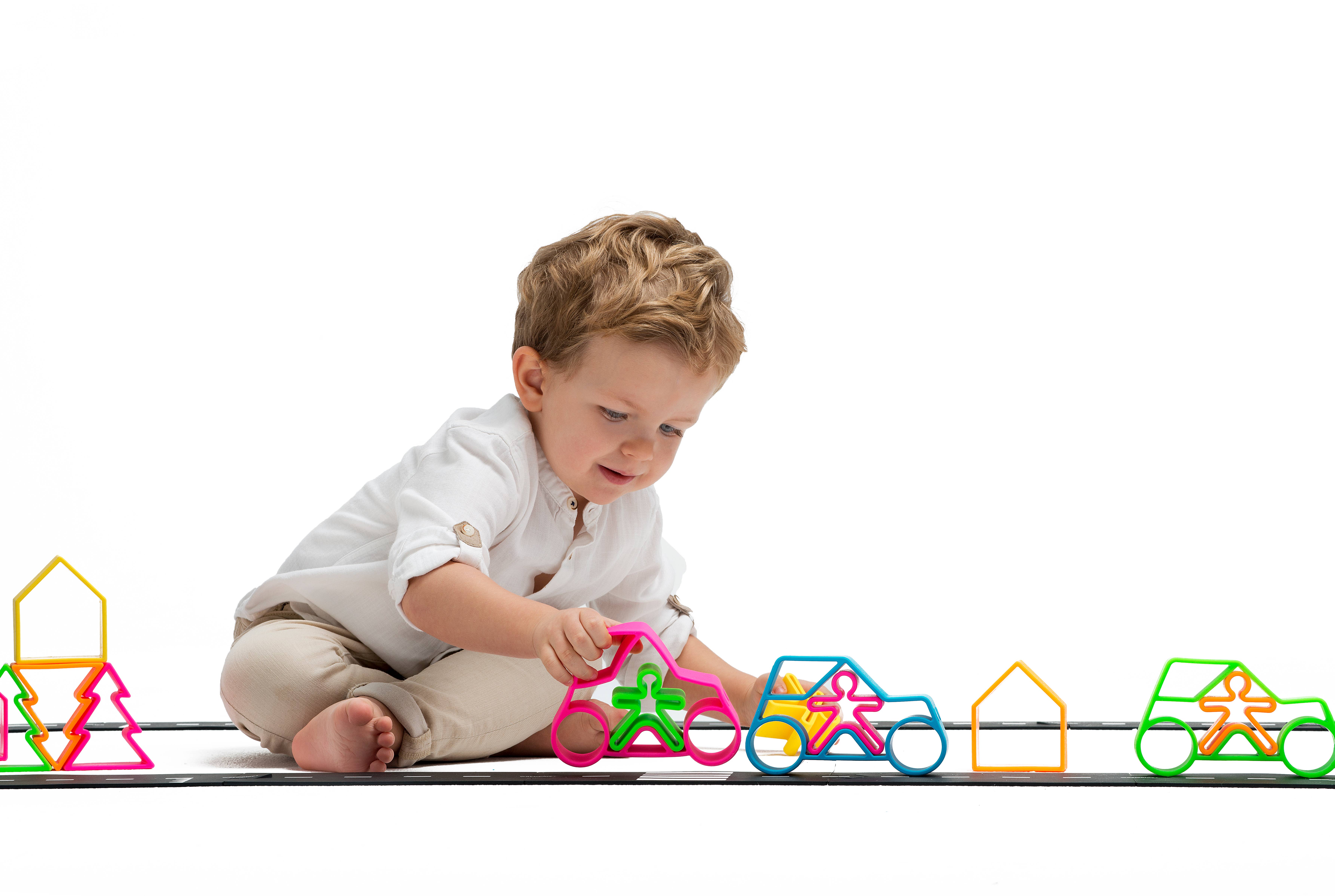 Neon Blue Car & Kid - Classic Toy for Kids