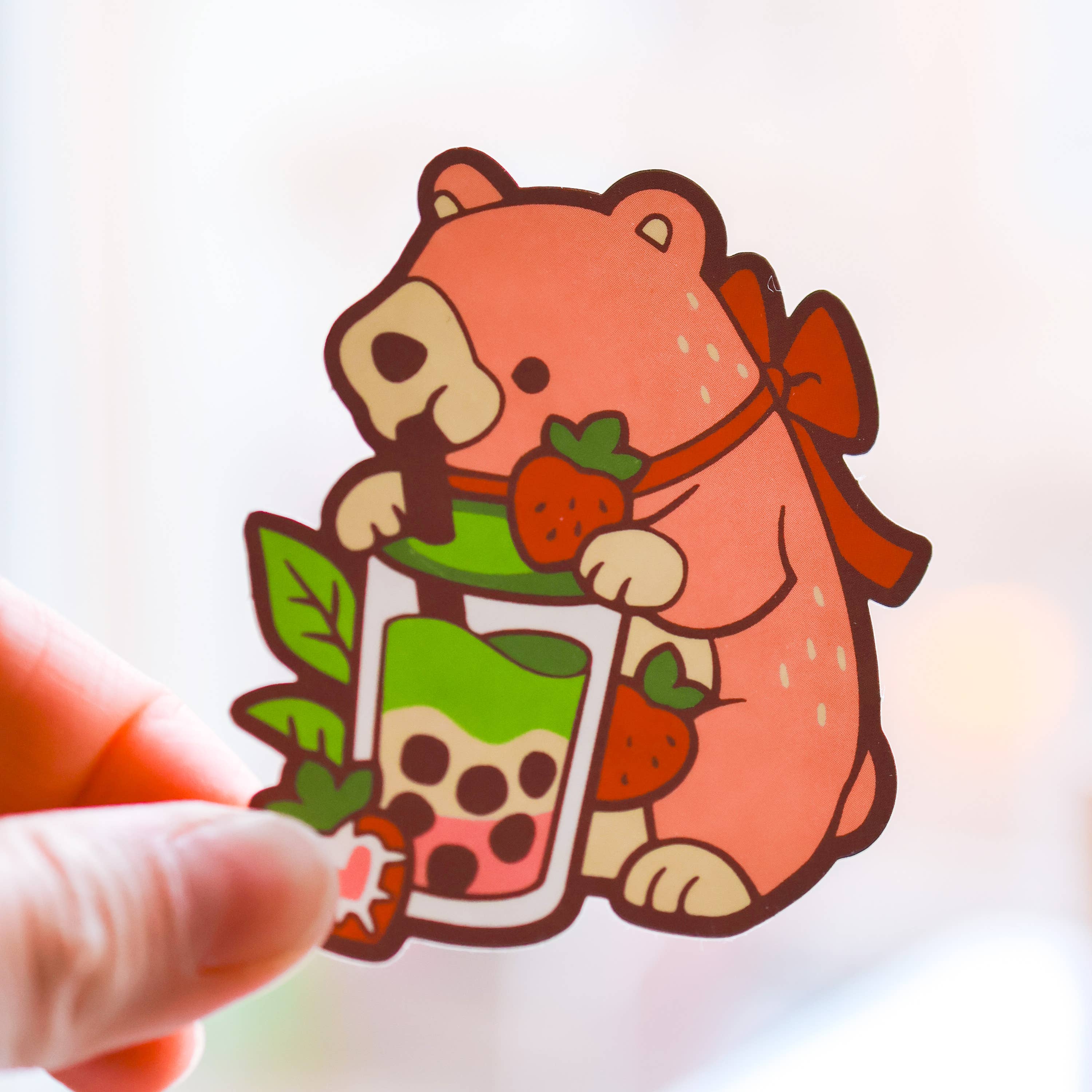 Vinyl Sticker Matcha Strawberry Latte Bear