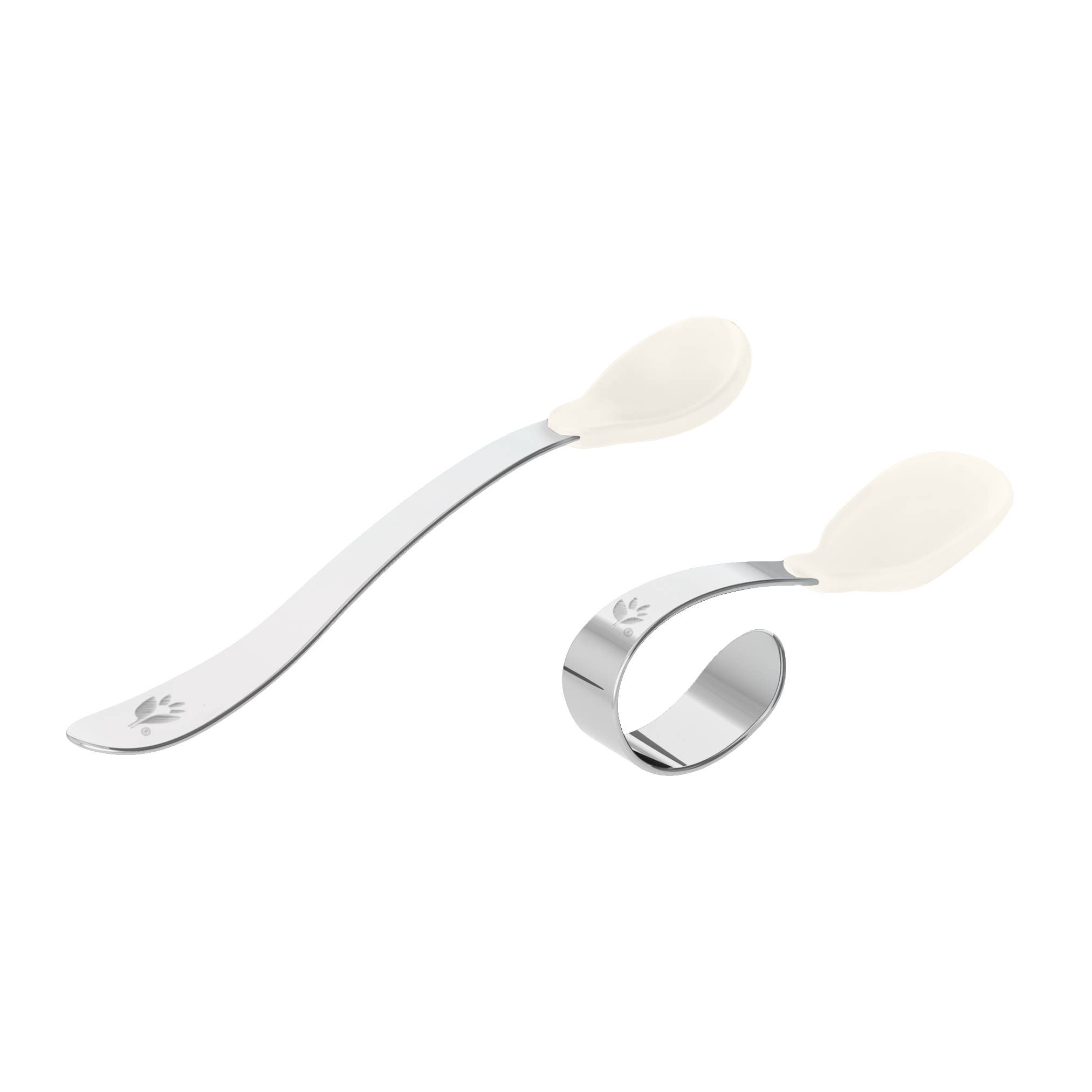 Silicone and Stainless Steel Training Spoons: Light Blueberry