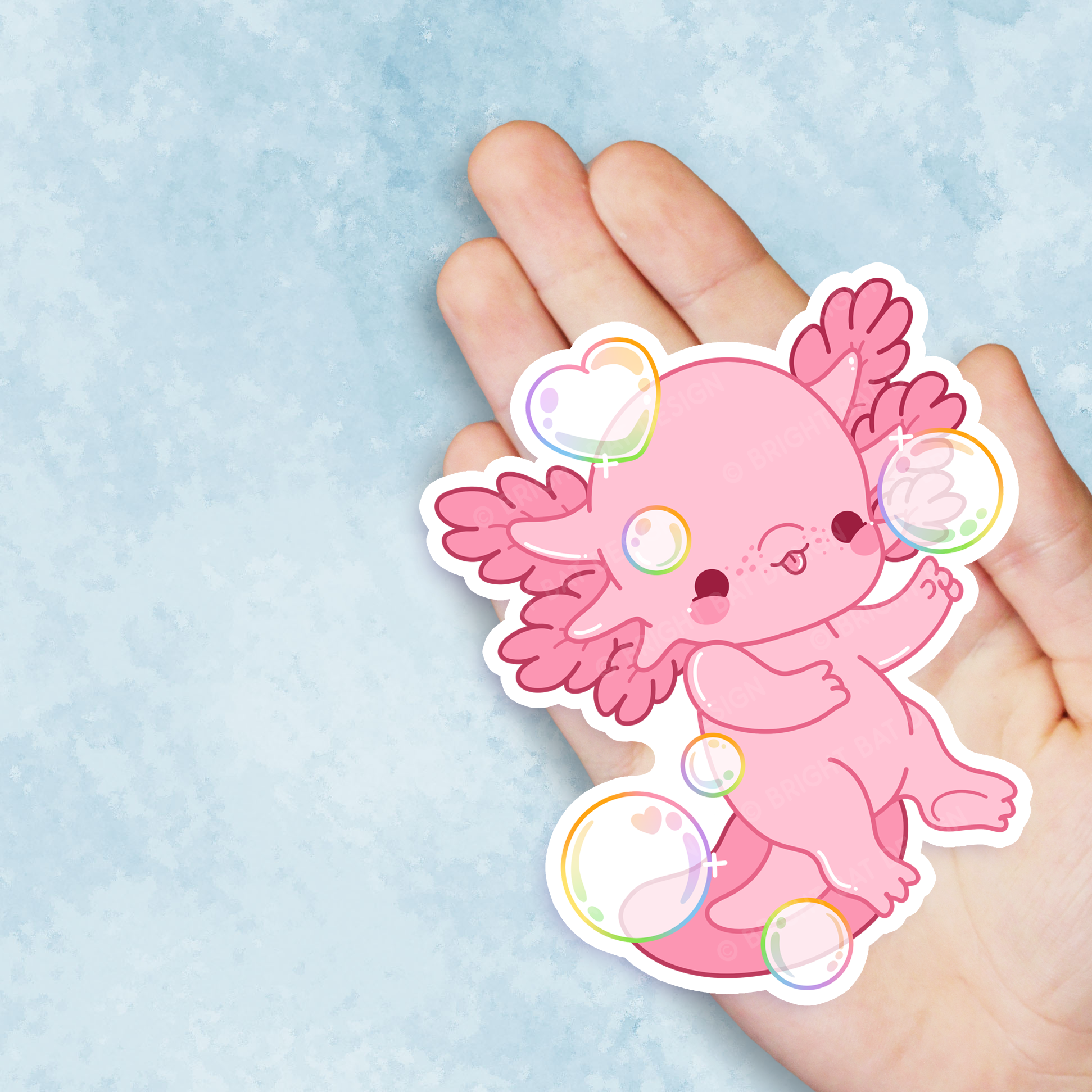 Rainbow Bubble Axolotl Vinyl Sticker